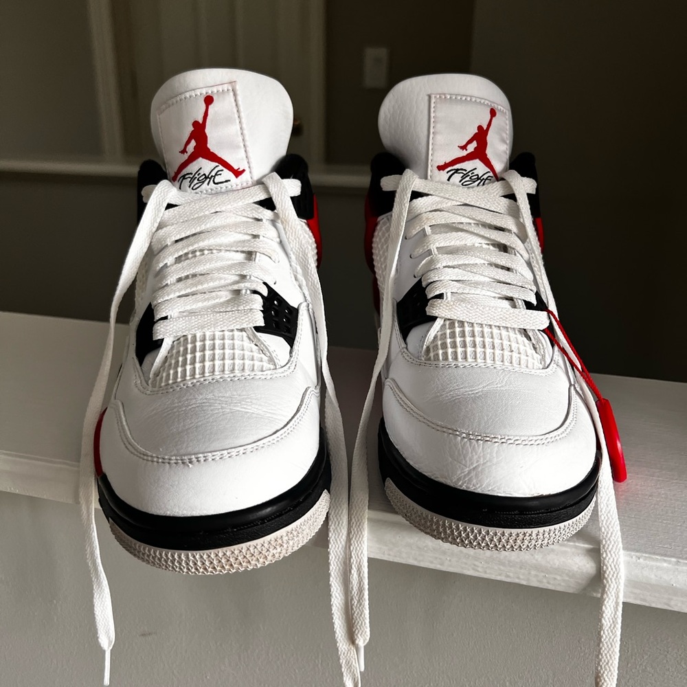 Jordan Air 4 Retro in White, Red, and Black